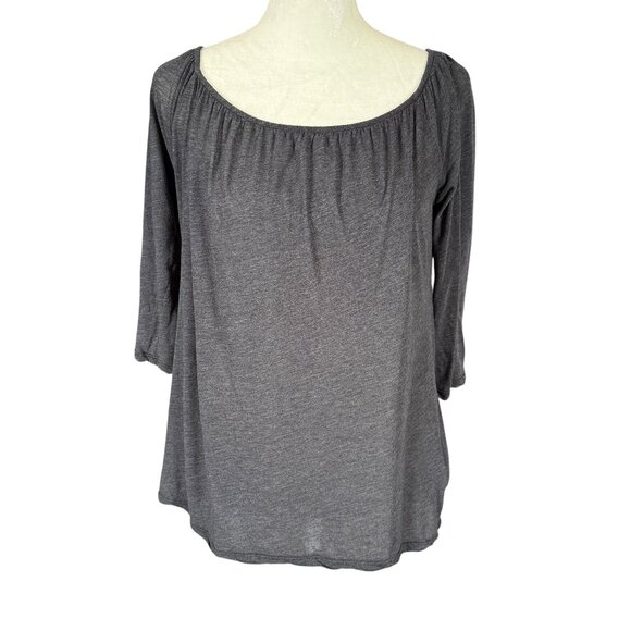 James Perse standard black stretchy 3/4 sleeve lightweight top blouse size 2 NWT - Picture 1 of 9